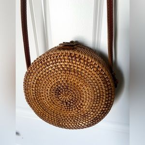 Boho Rattan Woven Crossbody Bag - image 1